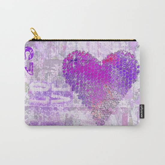 Pink heart mixed media art Carry-All Pouch