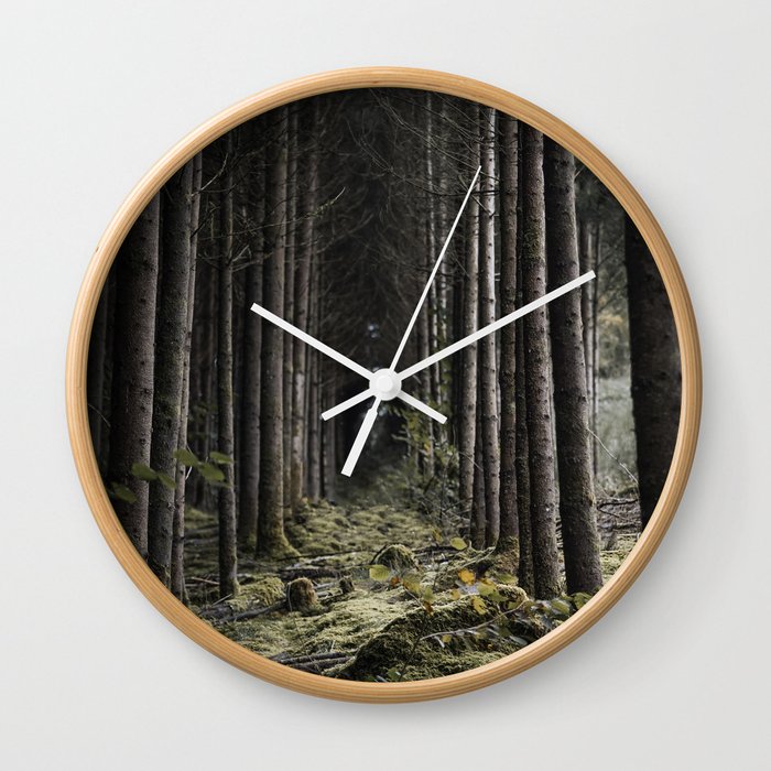 Evergreen Conifer Woodland Tree Alley Ardennes Belgium  Wall Clock