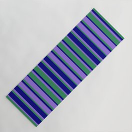 [ Thumbnail: Purple, Sea Green & Blue Colored Stripes/Lines Pattern Yoga Mat ]