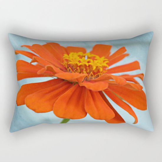 Orange Zinna Rectangular Pillow