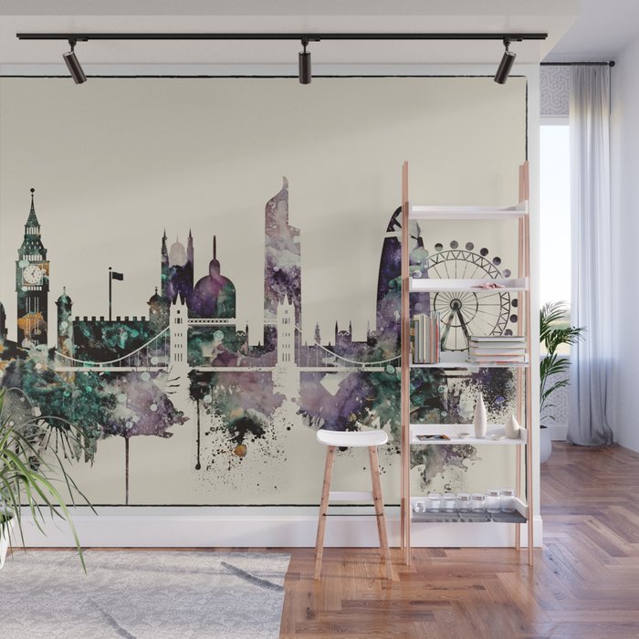 London City Skyline Wall Mural by DimDom | Society6