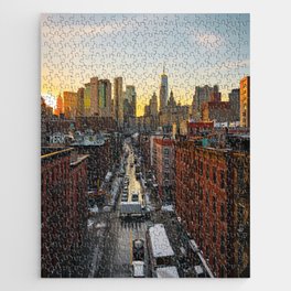 New York City skyline | Manhattan Bridge Sunset | Travel Photography Jigsaw Puzzle