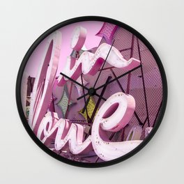 In Love Vintage Sign in Pink Wall Clock
