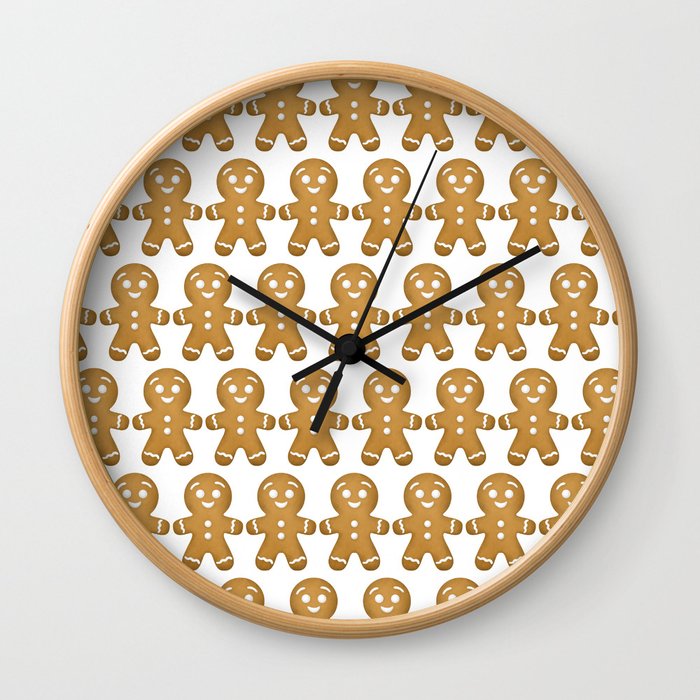 Gingerbread Cookies Pattern Wall Clock