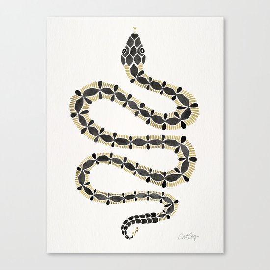 Serpent – Black & Gold Canvas Print