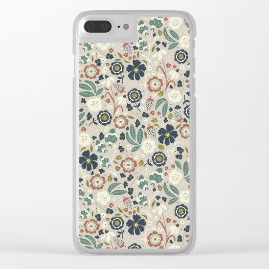 Flourishing Florals (Light-Green) Clear iPhone Case