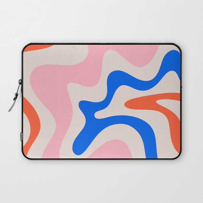 Retro Liquid Swirl Abstract Pattern Square Pink, Orange, and Royal Blue Laptop Sleeve