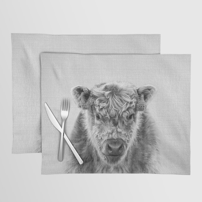 Fluffy Cow Black & White Placemat by Gal Design Society6