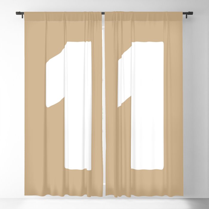 1 (White & Tan Number) Blackout Curtain