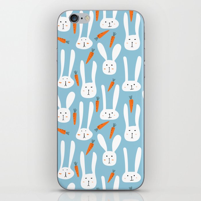 Bunnies & Carrots - Blue iPhone Skin