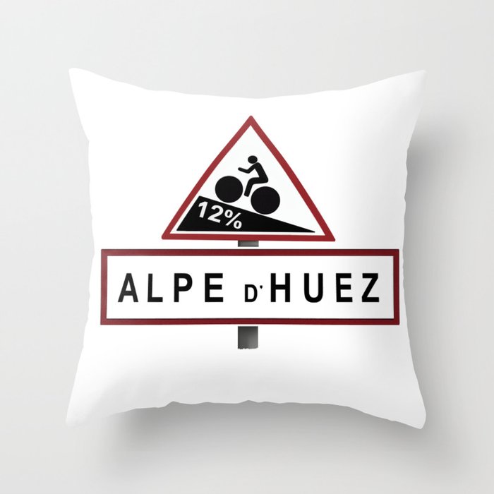 Alpe d'Huez Road Sign Throw Pillow