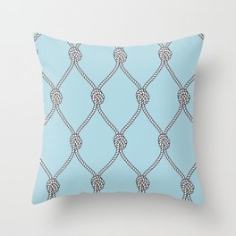 Rope Knots Print- Light Blue Throw Pillow