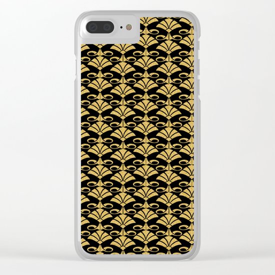 Wonderful gold glitter art deco pattern on black backround I- Luxury design for your home Clear iPhone Case