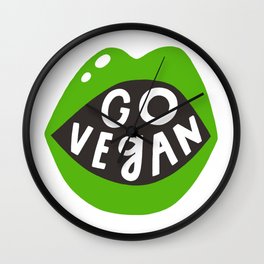 Go vegan lips Wall Clock