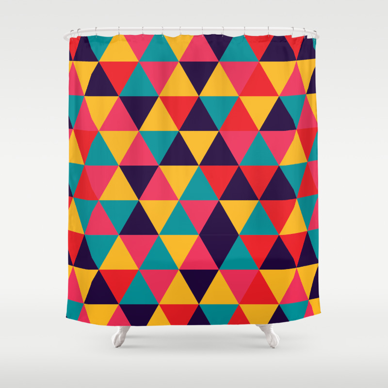 Colorful Triangles Bright Colors Shower Curtain By Colorbucket