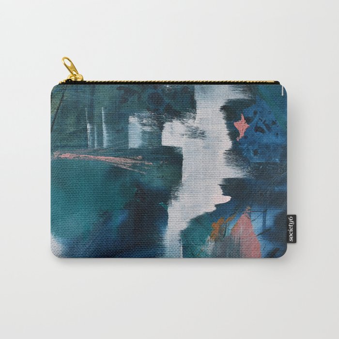 Exhilarated: a vibrant, abstract, mixed-media piece in greens and pinks by Alyssa Hamilton Art  Carry-All Pouch