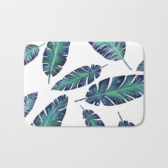 Watercolor garden leaves Bath Mat