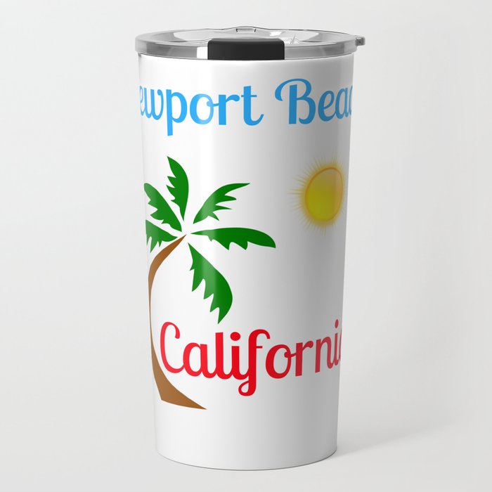 Newport Beach California Palm Tree and Sun Travel Mug
