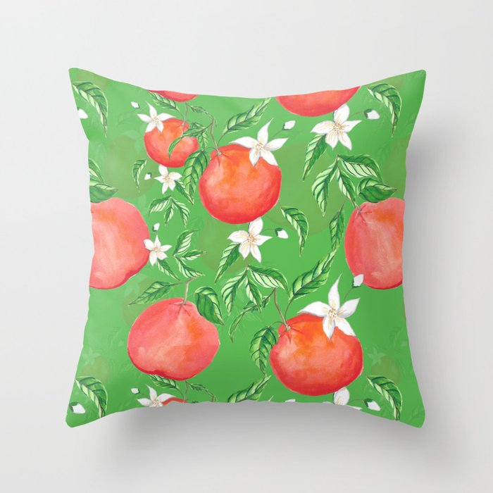 Orange fruits prints design Throw Pillow