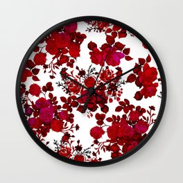 Botanical romantic red black elegant roses floral Wall Clock