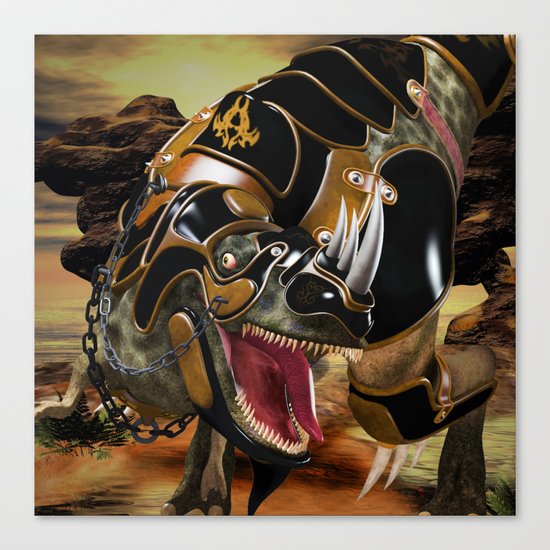 T-Rex with armor Canvas Print