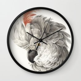 Vintage Tropical Cockatoo Illustration Wall Clock
