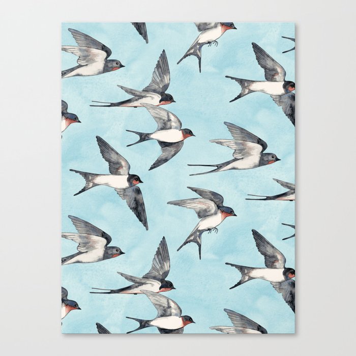 Blue Sky Swallow Flight Canvas Print