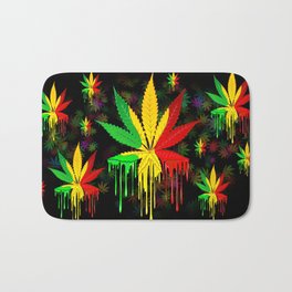 Marijuana Leaf Rasta Colors Dripping Paint Bath Mat | Jamin, Plants, Jamaican, Nature, Surreal, Trippy, Abstract, Drippingpaint, Graphicdesign, Marijuana 