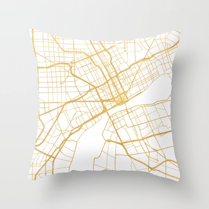 DETROIT MICHIGAN CITY STREET MAP ART Throw Pillow