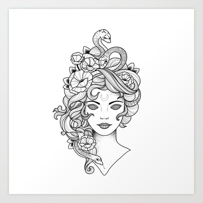 Medusa Tattoo Design 02 Art Print by Kate Helen Muir | Society6