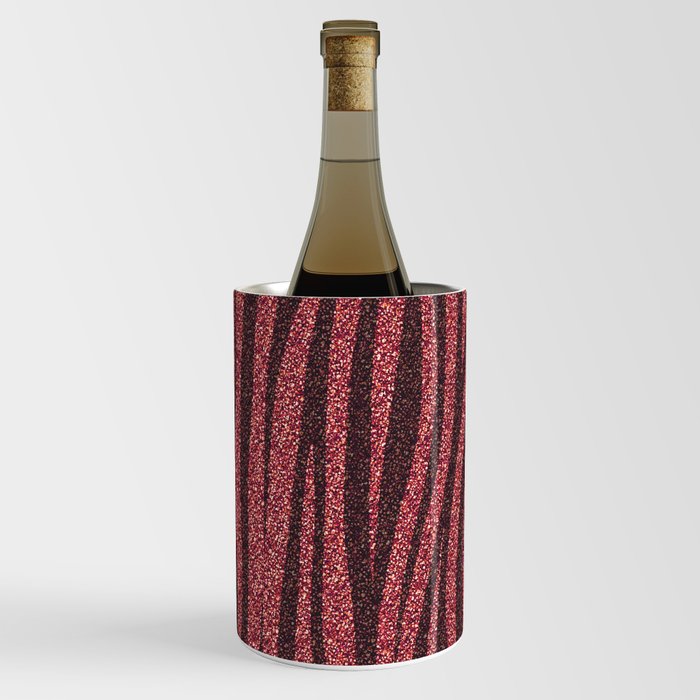 Zebra Stripes Red Glitter Decorative Wine Chiller