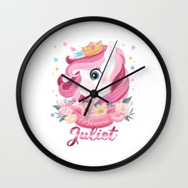 Juliet Name Unicorn, Birthday Gift for Unicorn Princess Wall Clock