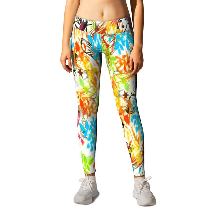 Flying Insects and Flowers Leggings