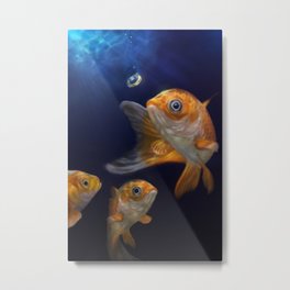Goldfish Metal Print | Painting, Nature, Animal, Digital 