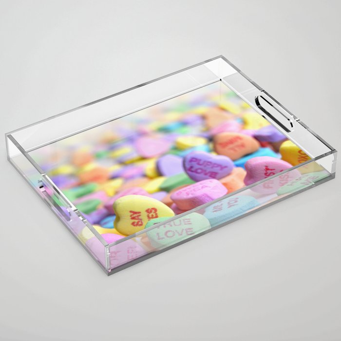 Valentine's Day Candy Hearts Acrylic Tray