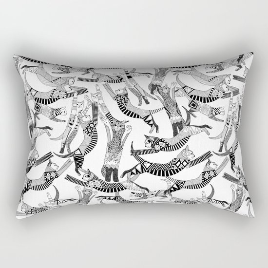 cat party black white Rectangular Pillow