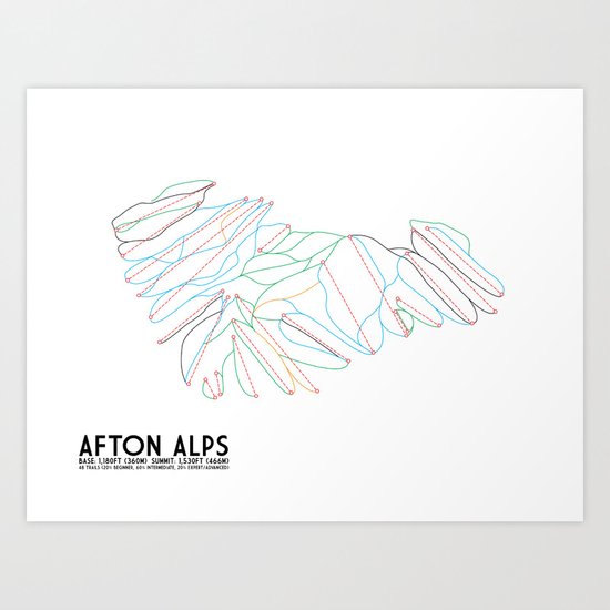 Afton Alps MN Minimalist  Trail  Art Art Print by 