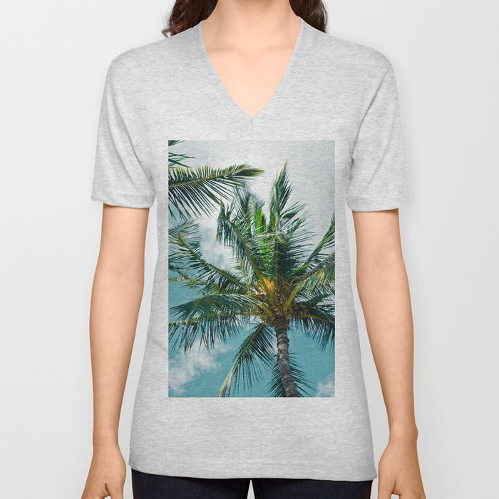 Niu Ololani Coconut Tree Hawaii Tropical Palm Trees Kaluaihākōkō V Neck T Shirt