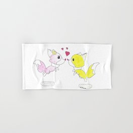 Eskimo Kisses Two Cute Foxes Reunited Hand & Bath Towel