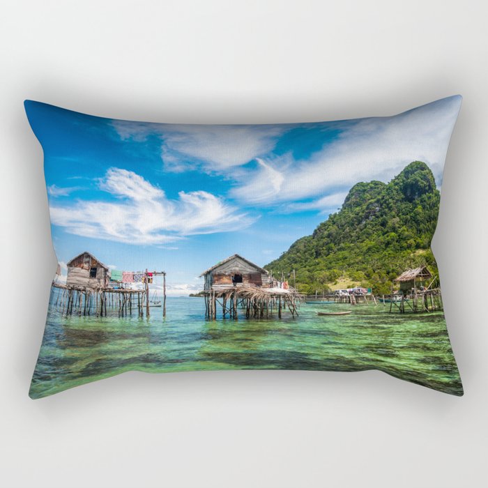 Bajau Laut Stilt Village Rectangular Pillow