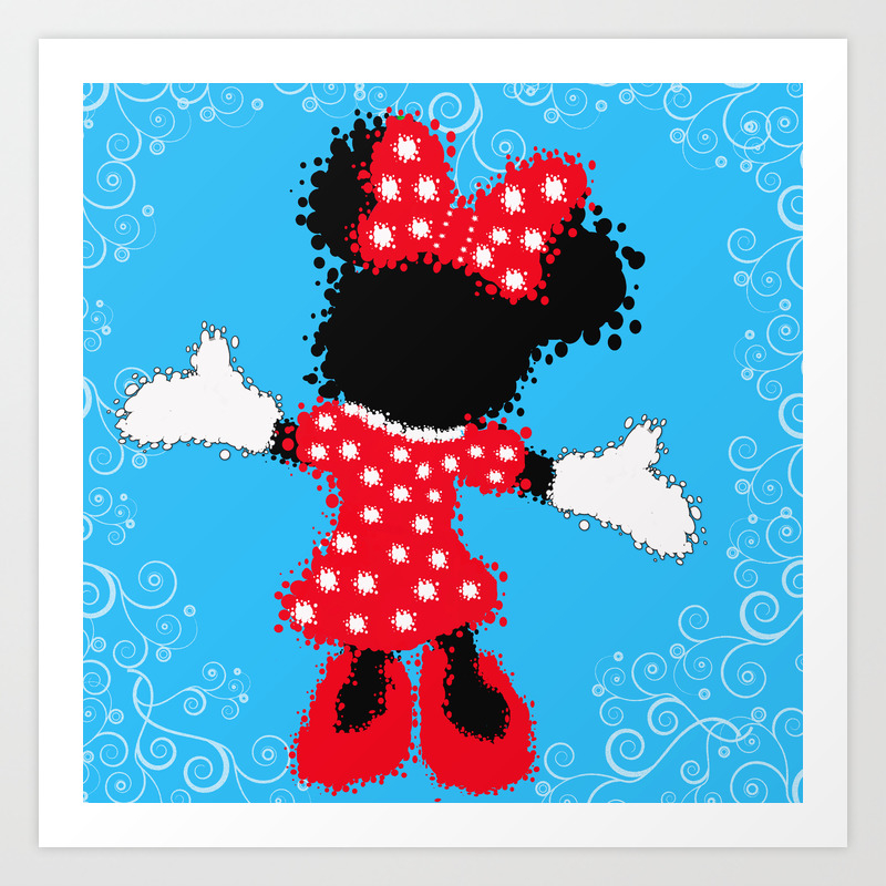 Minnie Mouse Paint Splat Magic Blue Background Art Print By