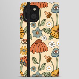 70s Psychedelic Mushrooms & Florals iPhone Wallet Case