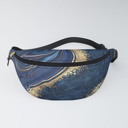 Midnight Blue + Gold Abstract Swirl Fanny Pack