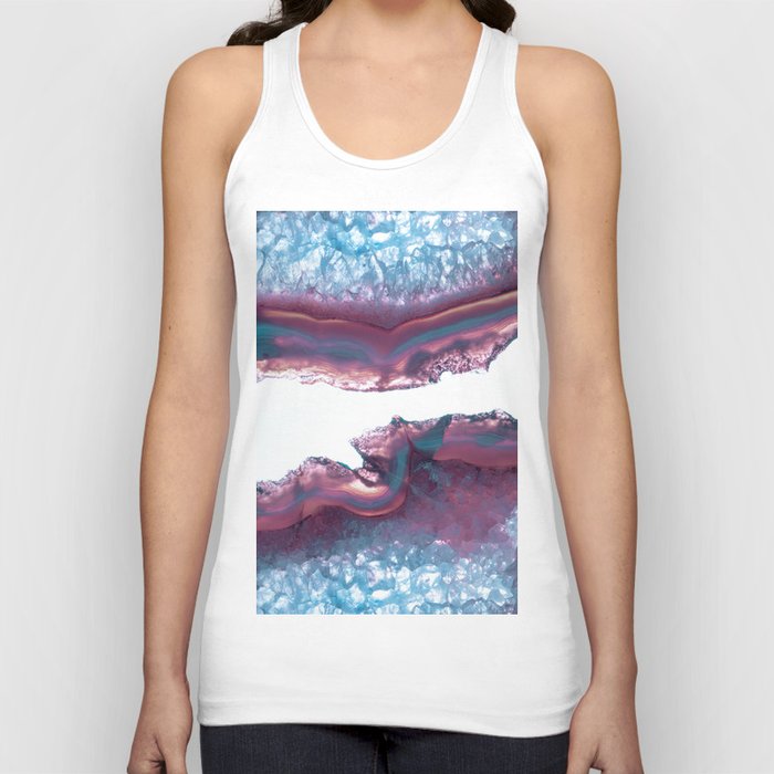 Double Light Blue and Pink Agate Tank Top