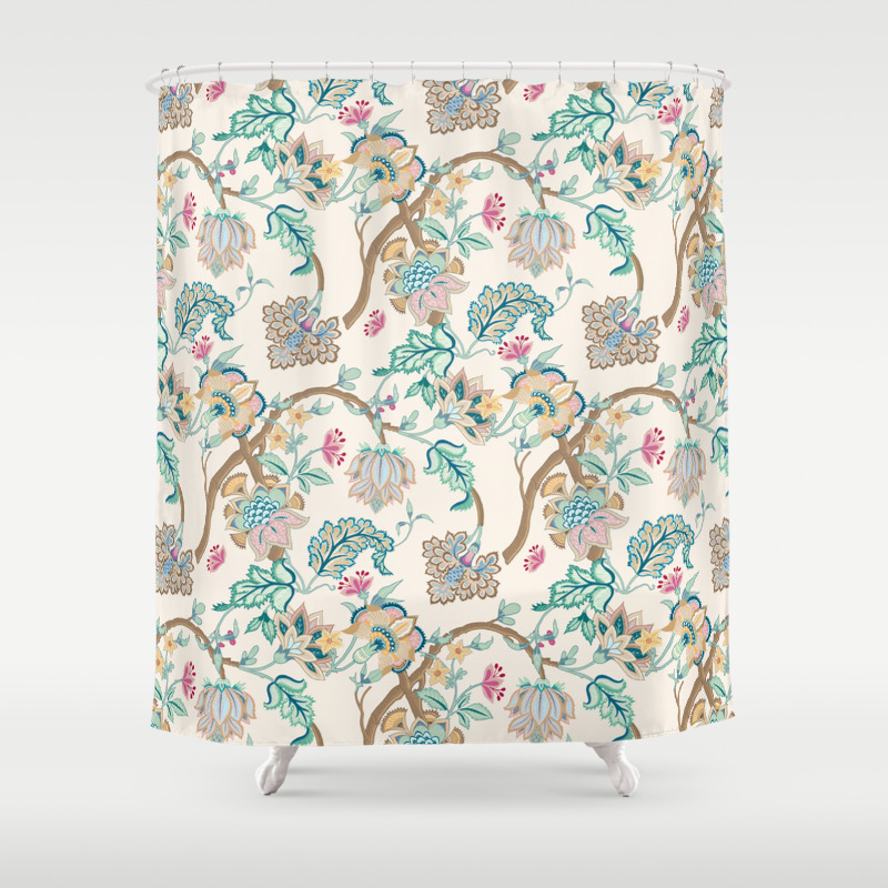 Indian Inspired Pattern Design Shower Curtain By Ateliermarla