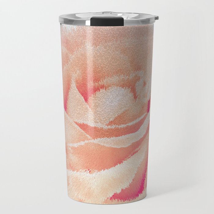 Light coral powdered rose explosion pixel art Travel Mug