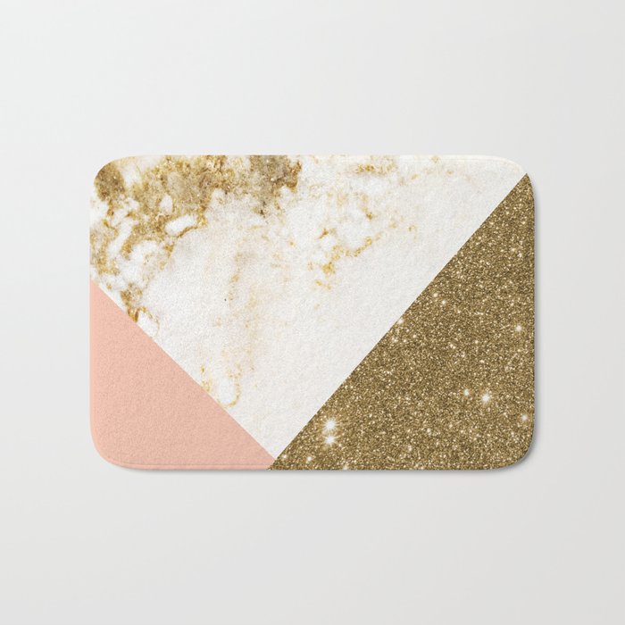 Gold Marble Collage Bath Mat By Cafelab Society6