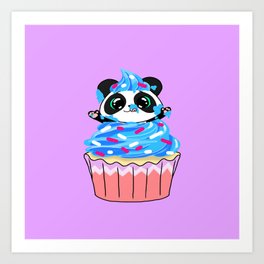 A Panda Popping out of a Cupcake Art Print