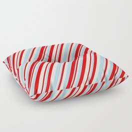 [ Thumbnail: Light Blue, Red, and Beige Colored Lines/Stripes Pattern Floor Pillow ]