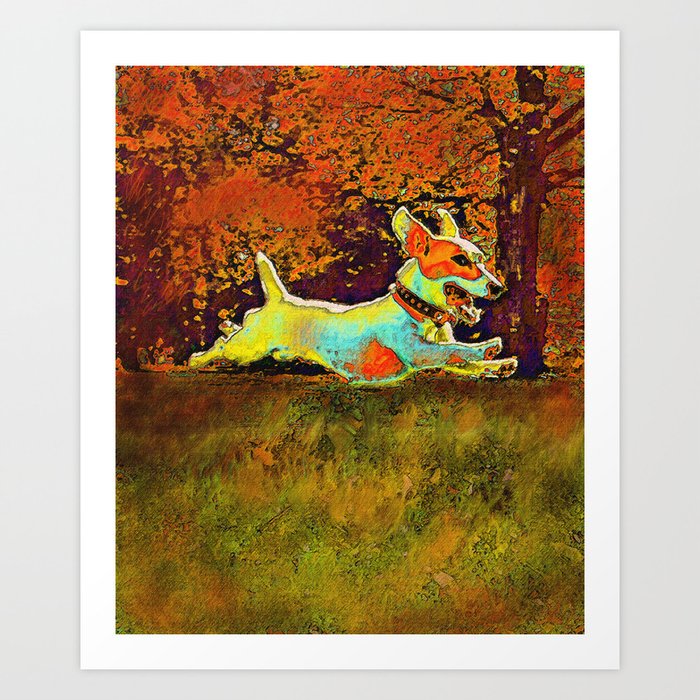 jack russell in autumn Art Print